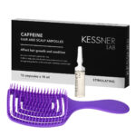 Ensemble Brosse À Cheveux Flexible O-327 Violette Et Ampoules De Caféine Kessner Lab