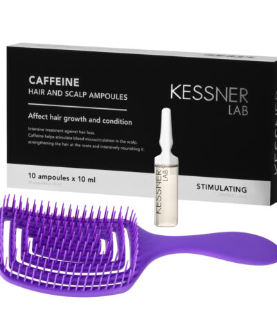 Ensemble Brosse À Cheveux Flexible O-327 Violette Et Ampoules De Caféine Kessner Lab