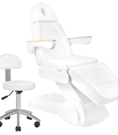 Fauteuil Cosmétique Électrique Lux 273B + Tabouret 304 Blanc