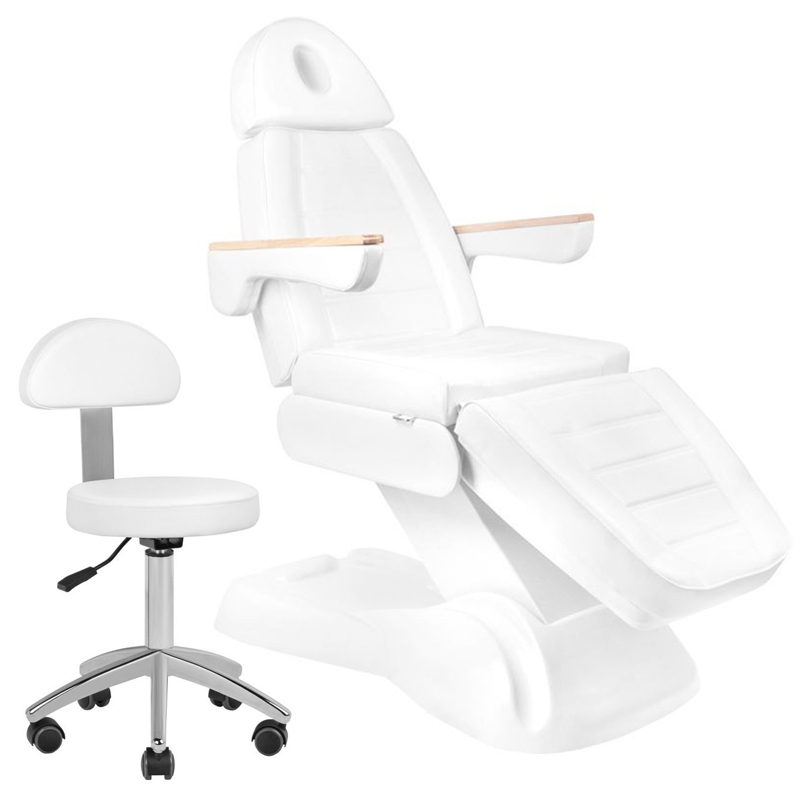 Fauteuil Cosmétique Électrique Lux 273B + Tabouret 304 Blanc Fauteuil Cosmétique Électrique Lux 273B + Tabouret 304 Blanc