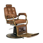 Fauteuil De Barbier Gabbiano Boss En Cuir Vieilli Marron Clair 5