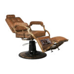 Fauteuil De Barbier Gabbiano Boss En Cuir Vieilli Marron Clair 6