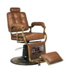 Fauteuil De Barbier Gabbiano Boss En Cuir Vieilli Marron Clair