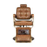 Fauteuil De Barbier Gabbiano Boss En Cuir Vieilli Marron Clair 1