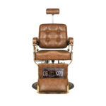 Fauteuil De Barbier Gabbiano Boss En Cuir Vieilli Marron Clair 2