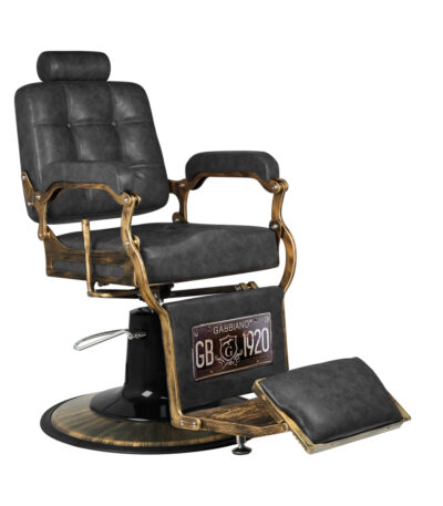 Fauteuil De Barbier Gabbiano Boss Hd Old Leather Noir