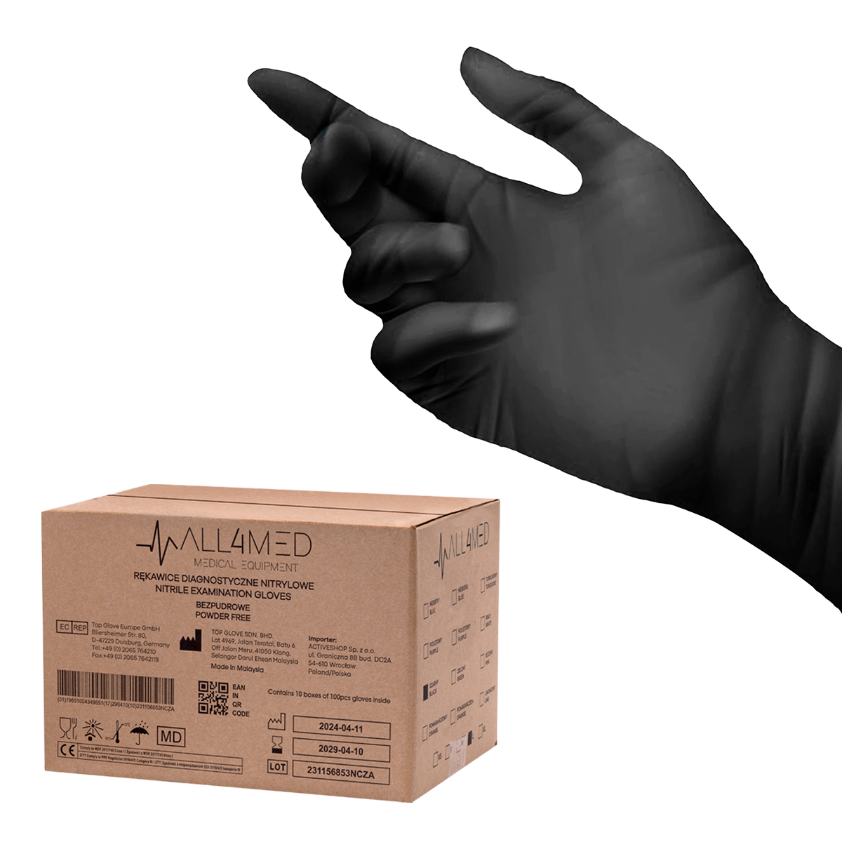 Gants De Diagnostic Jetables En Nitrile Noir All4Med Gants De Diagnostic Jetables En Nitrile Noir All4Med