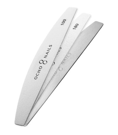 Lime À Ongles Demi-Lune À Noyau Métallique Ocho Nails + Papiers 100/180 20 Pièces.