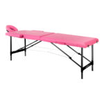Table De Massage Pliante En Aluminium Activ Fizjo Confort 2 Segments Rose Et Noir