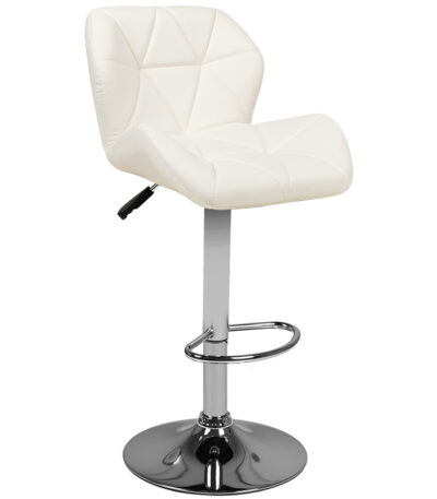 Tabouret De Bar M01 Matelassé Réglable Blanc